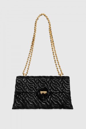 Black Rebecca Minkoff Double Gusset Crossbody With Chain Quilt | FNUMC-2805