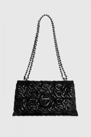 Black Rebecca Minkoff Double Gusset Crossbody With Chain Quilt | CFOQE-0945