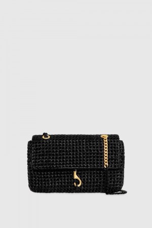 Black Rebecca Minkoff Edie Woven Medium Crossbody | UAEOM-4819