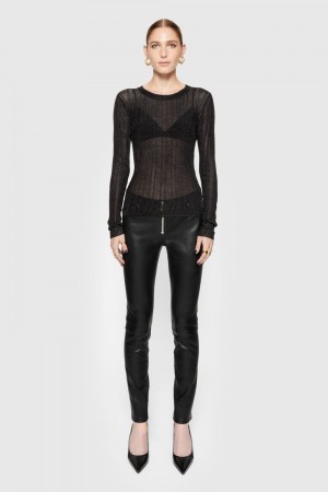 Black Rebecca Minkoff Ziggy Leather Pant | NGXEQ-5608