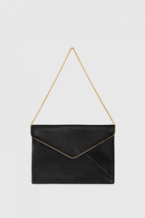 Black / Light Gold Rebecca Minkoff Leo Clutch With Chain Strap | XONJK-9614