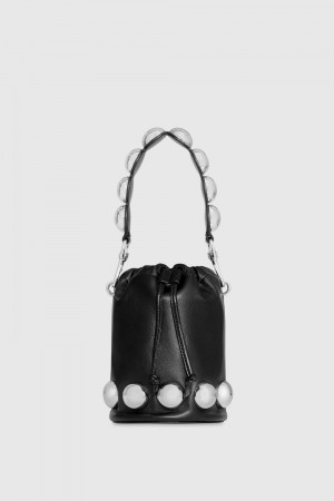 Black / Silver Rebecca Minkoff Bubble Stud Small Bucket | SXCJA-2365