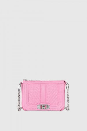 Bubble Gum Rebecca Minkoff Chevron Quilted Mini Love Crossbody | FDVPA-3049