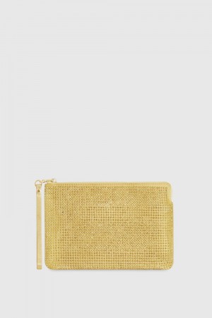 Gold Rebecca Minkoff Crystal Studded Wristlet | WCIMY-9524