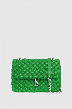 Green / Silver Rebecca Minkoff Edie Woven Shoulder Bag | JCEOS-1576