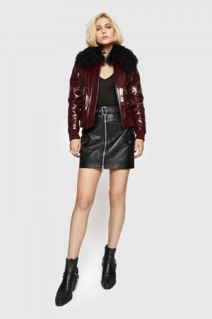 Multicolor Rebecca Minkoff Patent Orly Aviator Jacket | TXUNI-0794