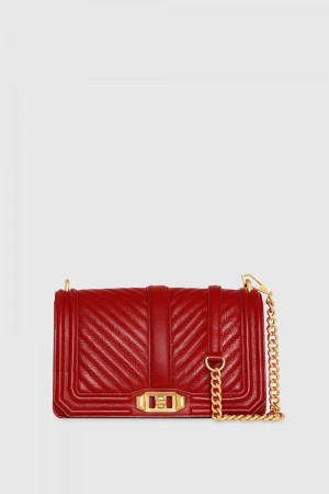 Red Rebecca Minkoff Chevron Quilted Love Crossbody | QXLCR-4591