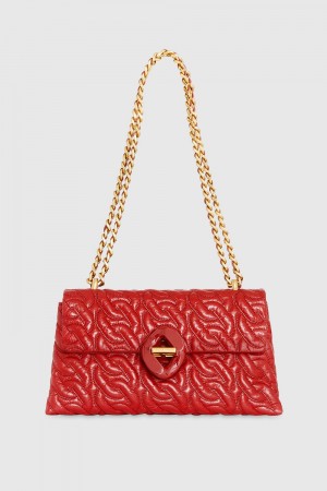 Red Rebecca Minkoff Double Gusset Crossbody With Chain Quilt | PAUNT-3802