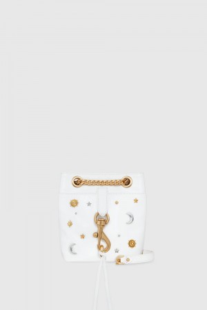 White / Multicolor Rebecca Minkoff Mystical Edie Small Bucket Crossbody | MVZDN-7956