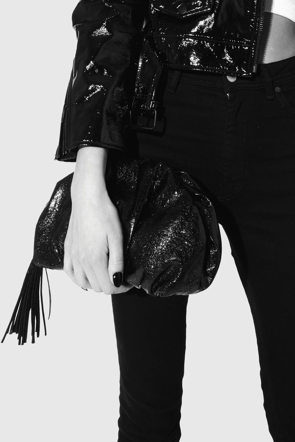 Black Metal Rebecca Minkoff Ruched Clutch | DGBRT-5149