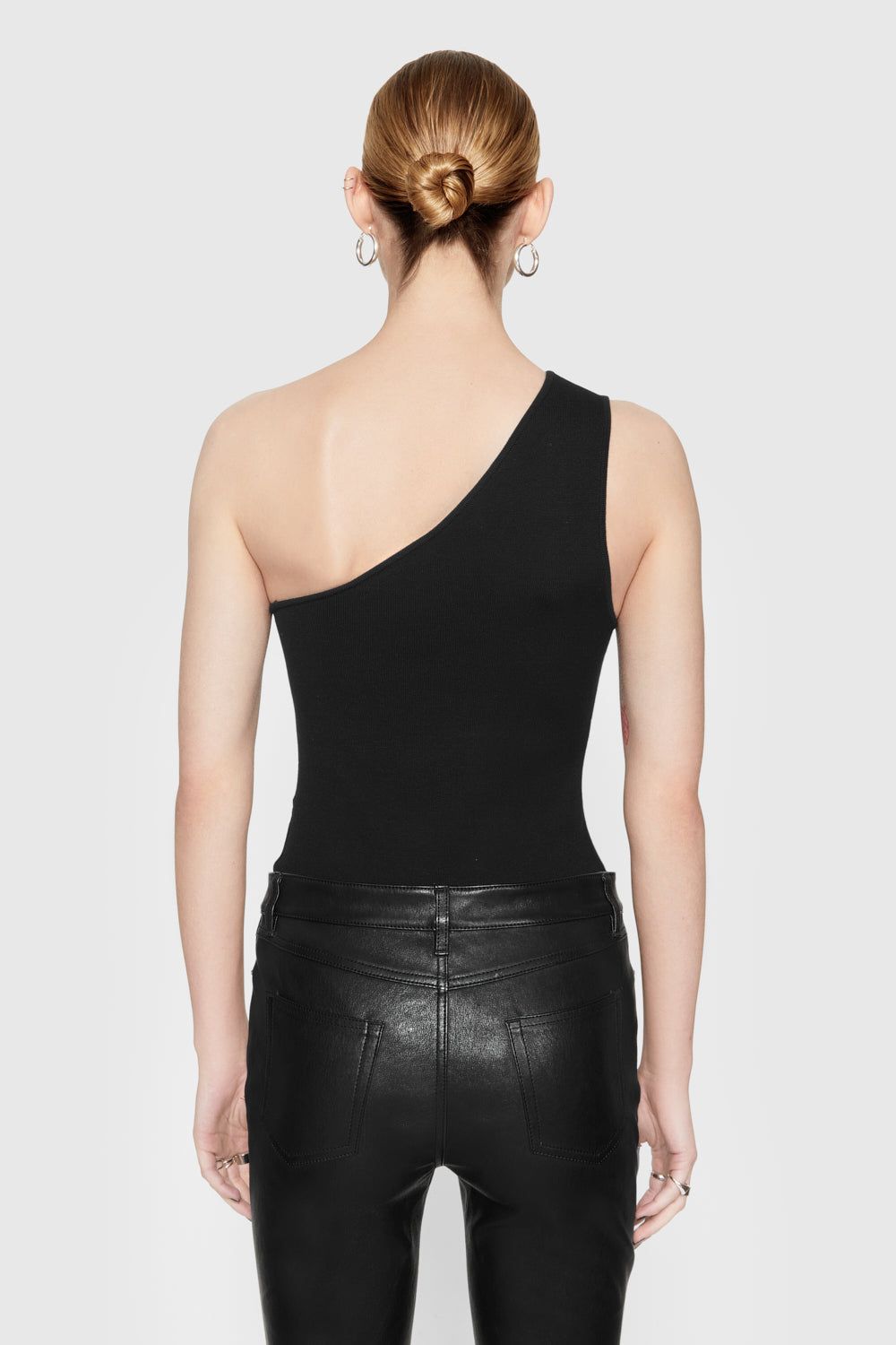 Black Rebecca Minkoff Bonnie One-Shoulder Bodysuit | XWLEP-1327