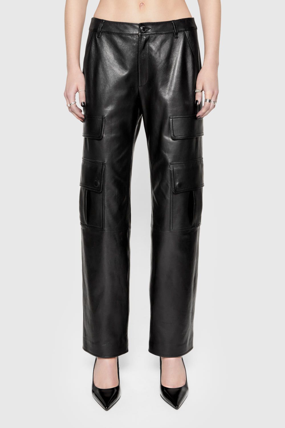 Black Rebecca Minkoff Bowie Leather Cargo Pant | VZFXE-3801