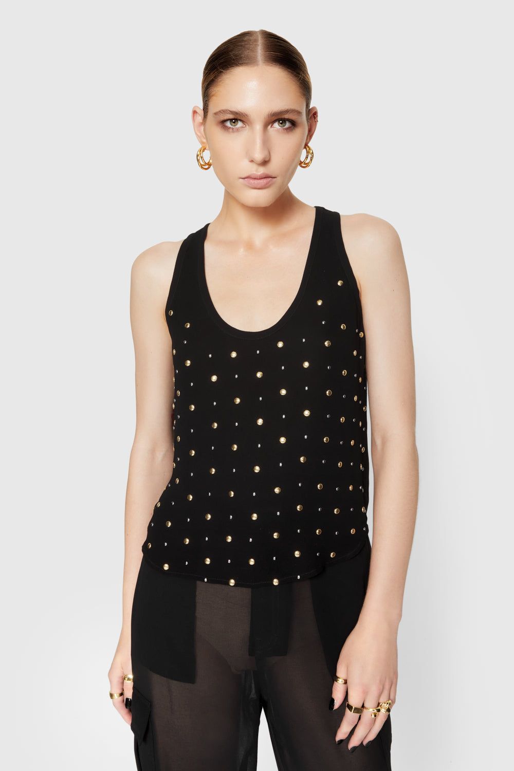 Black Rebecca Minkoff Bridget Embellished Tank | CTQPF-0157