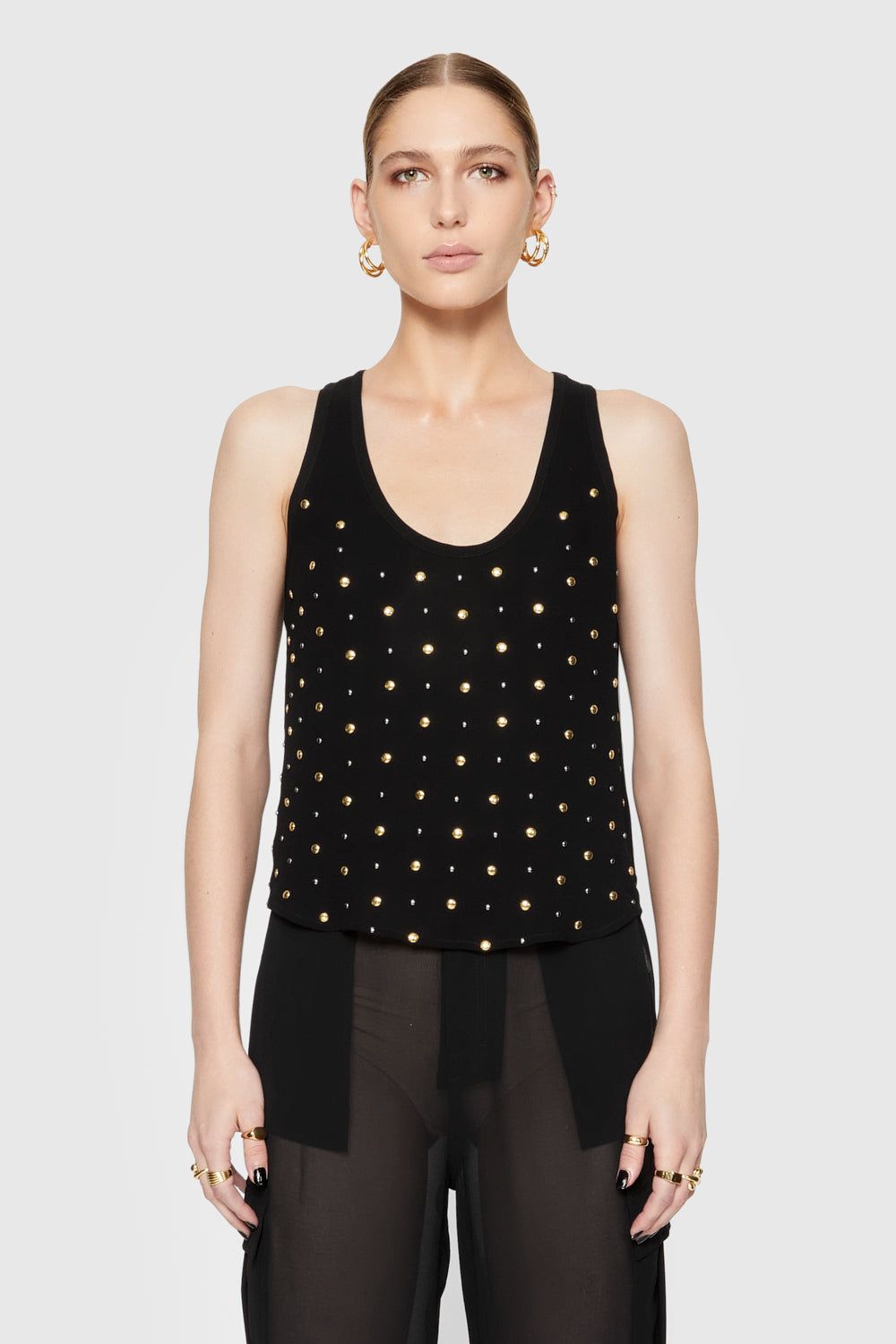 Black Rebecca Minkoff Bridget Embellished Tank | CTQPF-0157