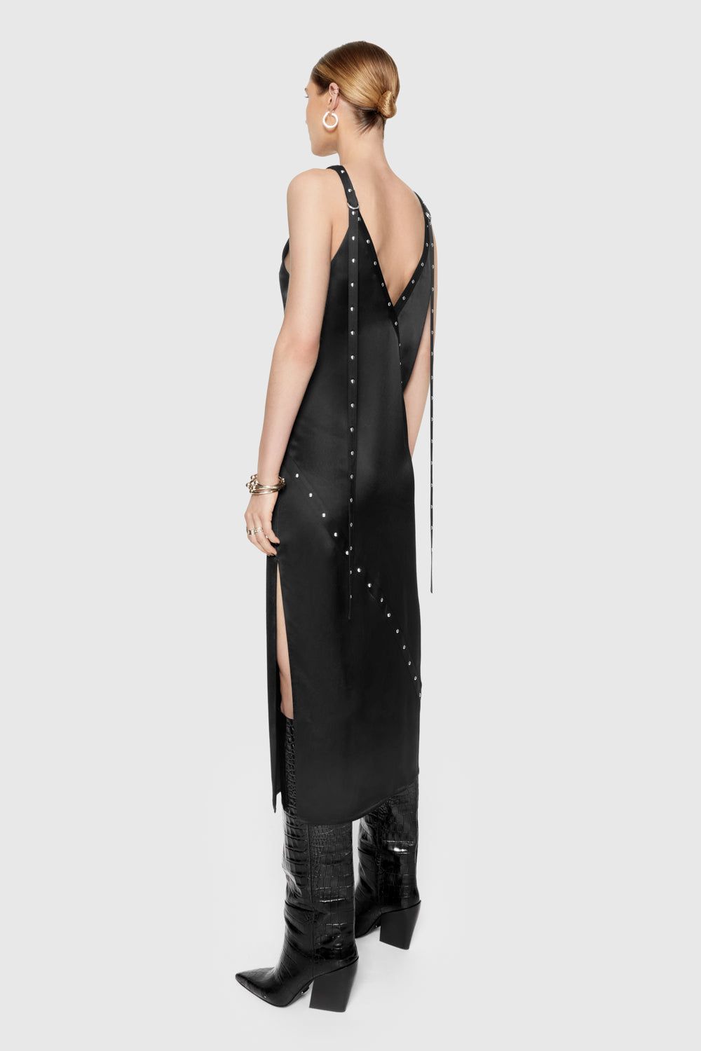 Black Rebecca Minkoff Camilla Studded Maxi Dress | AUXRL-4039