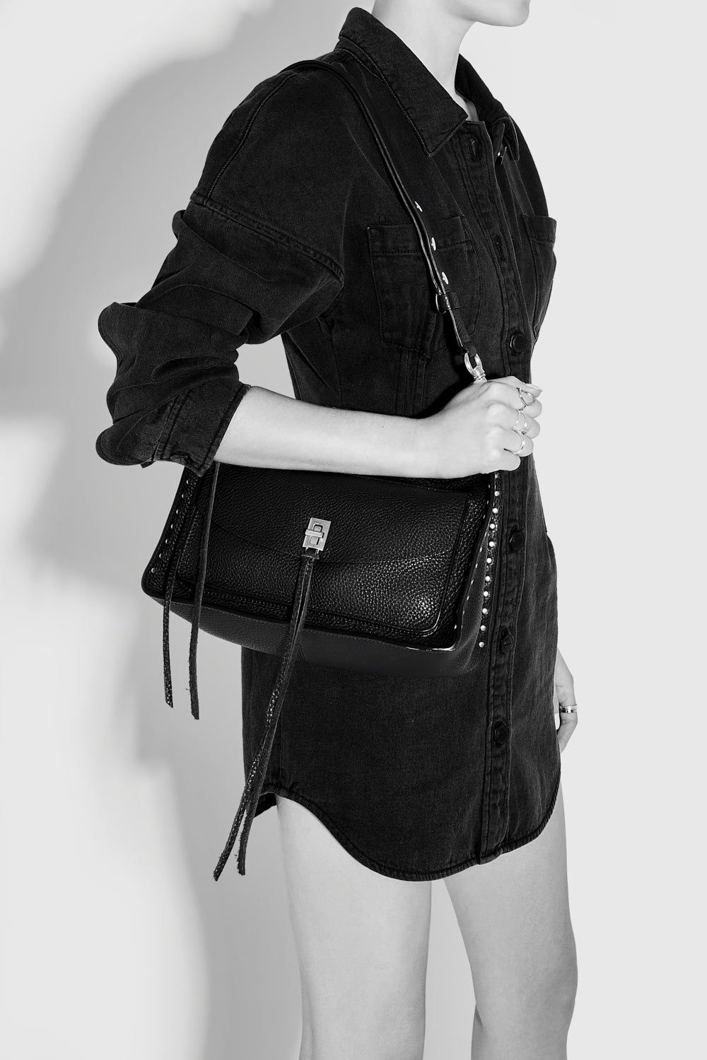 Black Rebecca Minkoff Darren Signature Shoulder Bag | JDNUP-2719