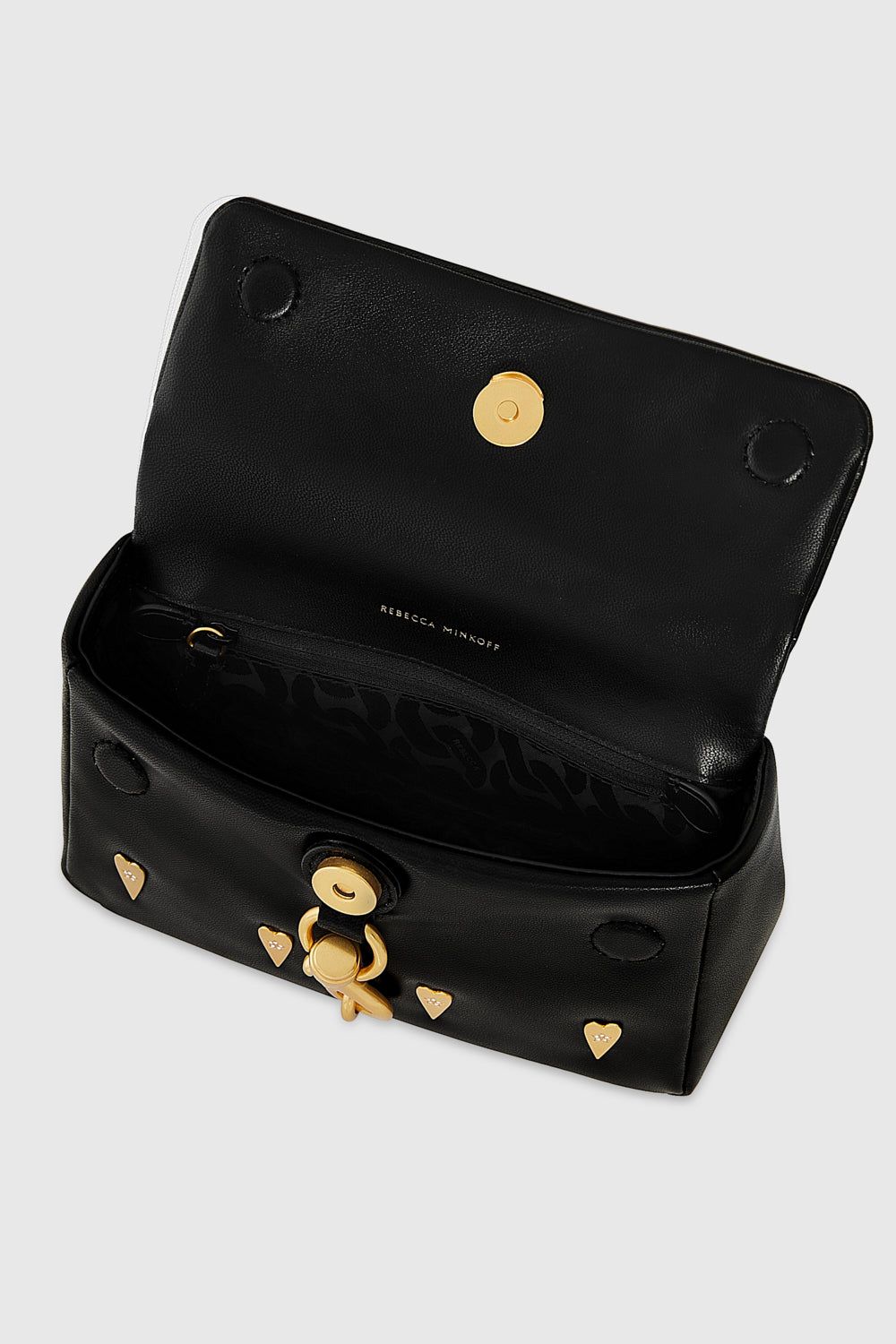 Black Rebecca Minkoff Edie Top Handle With Heart Studs | RQMFG-9647