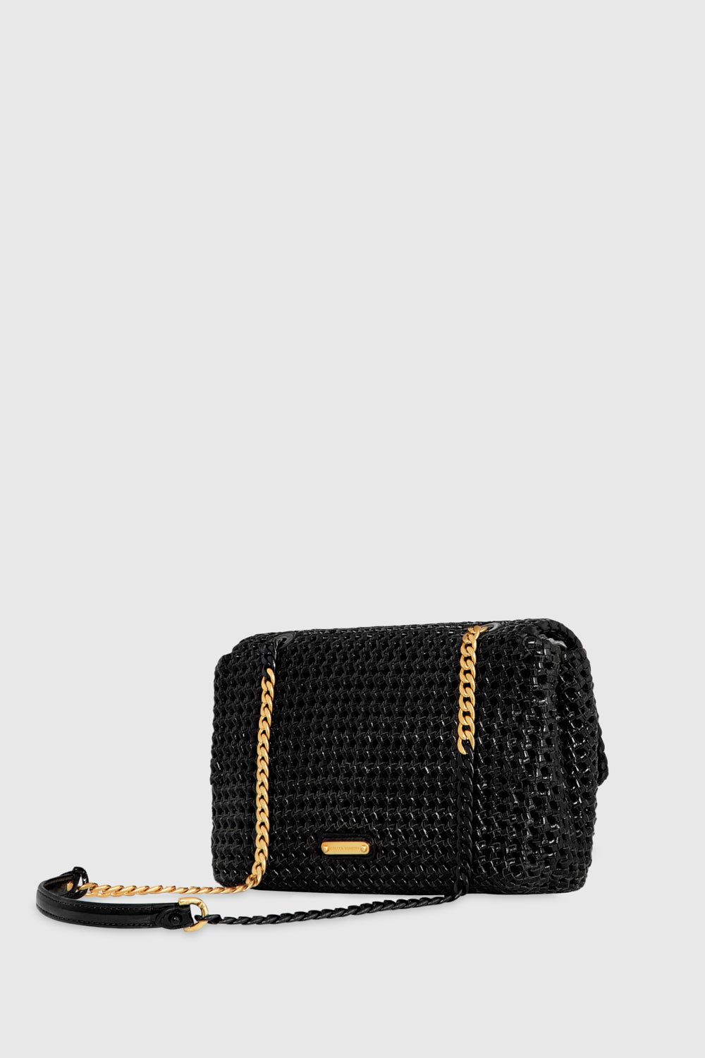 Black Rebecca Minkoff Edie Woven Medium Crossbody | UAEOM-4819