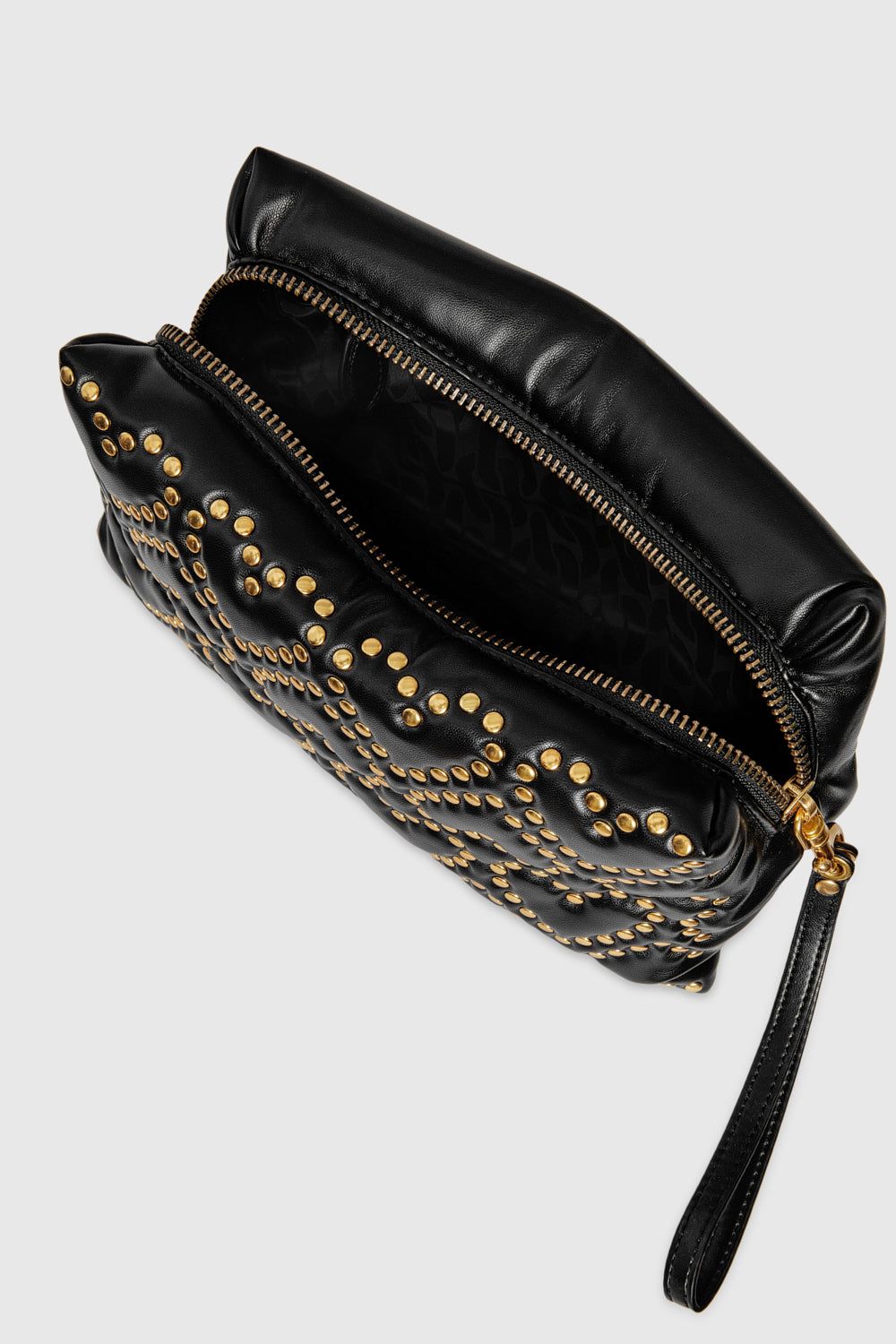 Black Rebecca Minkoff Heart Stud Quilt Pillow Clutch | MYXIR-1739