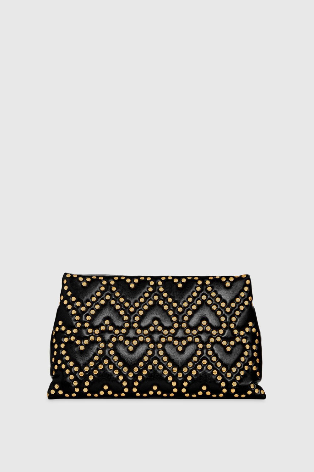 Black Rebecca Minkoff Heart Stud Quilt Pillow Clutch | MYXIR-1739