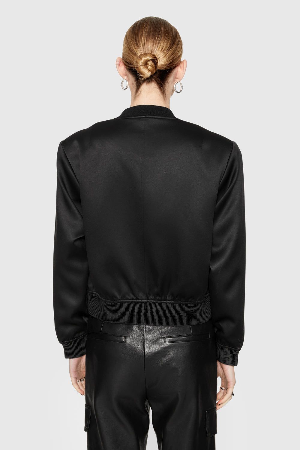 Black Rebecca Minkoff Lucy Satin Bomber | UXZPF-0826