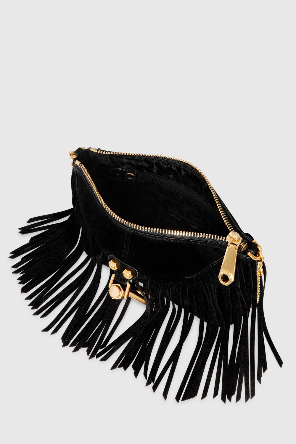 Black Rebecca Minkoff Mini Julian Crossbody With Fringe | RLMET-4890