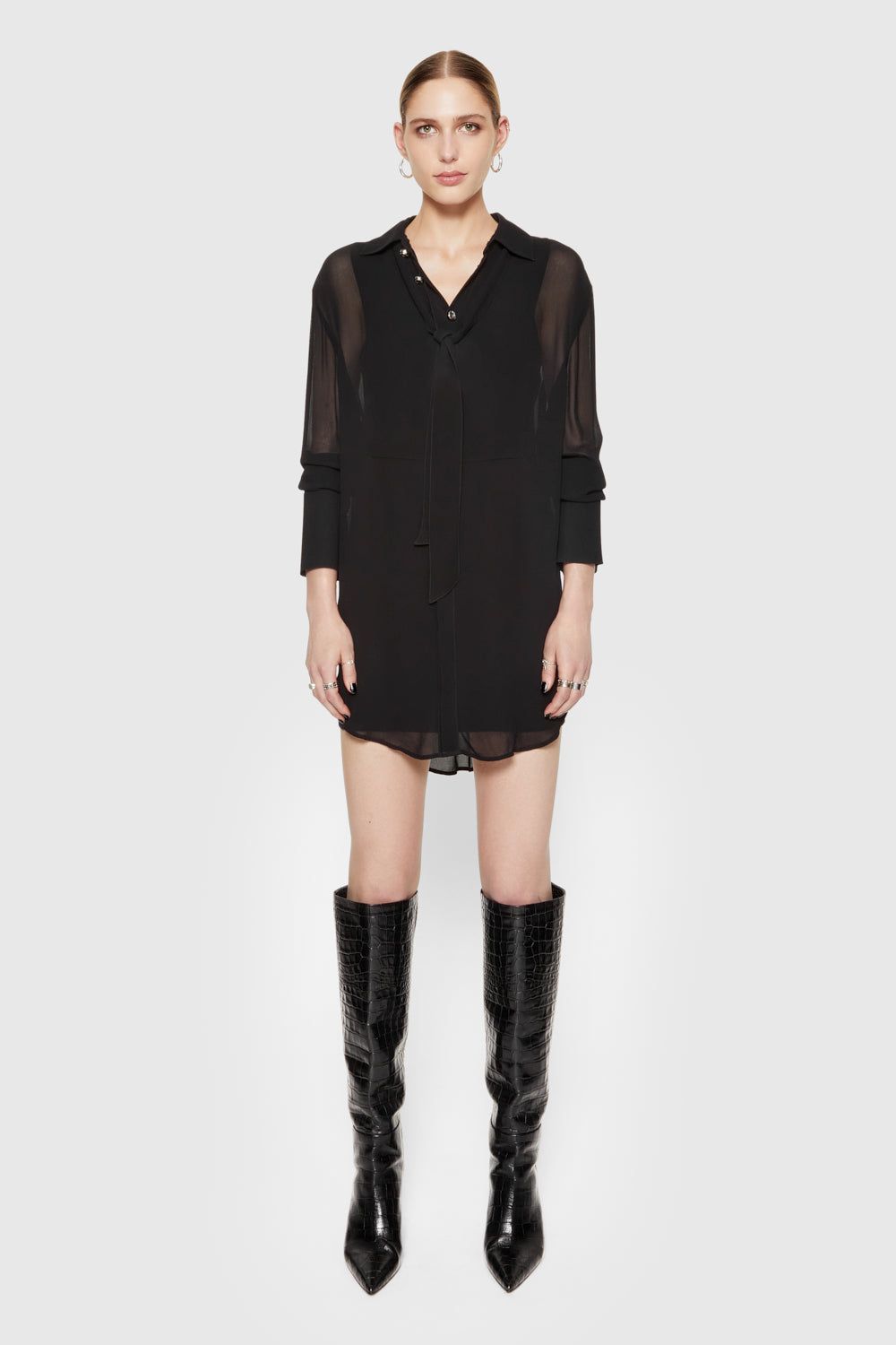 Black Rebecca Minkoff Ophelia Shirt Dress | RFVIG-4268