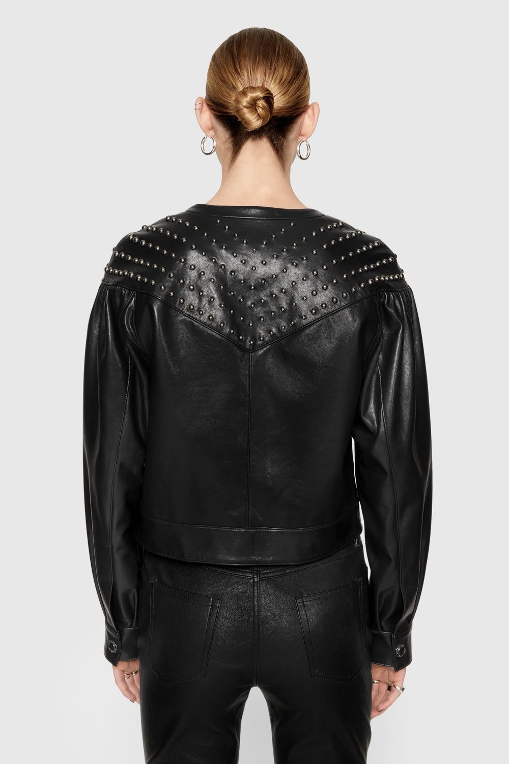 Black Rebecca Minkoff Ozzy Studded Leather Jacket | PJKDR-7483