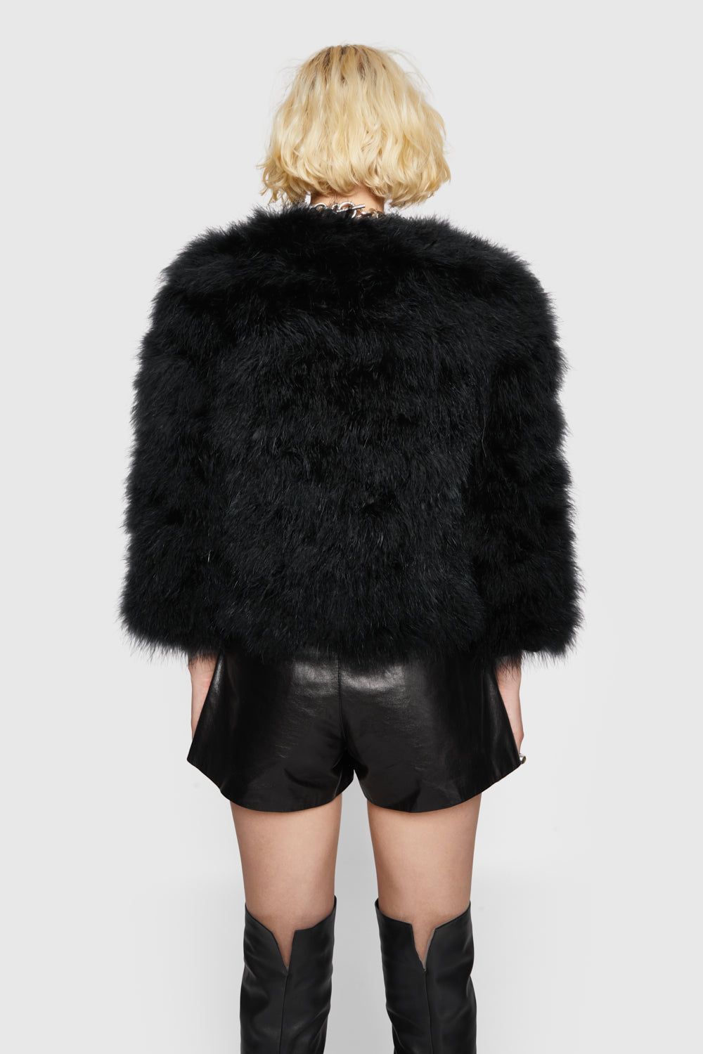 Black Rebecca Minkoff Pacha Feather Jacket | HWNSB-7386