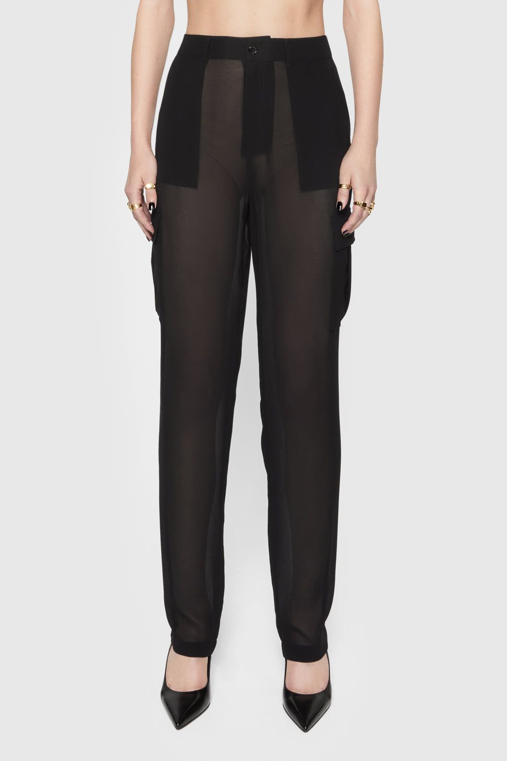 Black Rebecca Minkoff Presley Sheer Cargo Pant | GSDUZ-4319