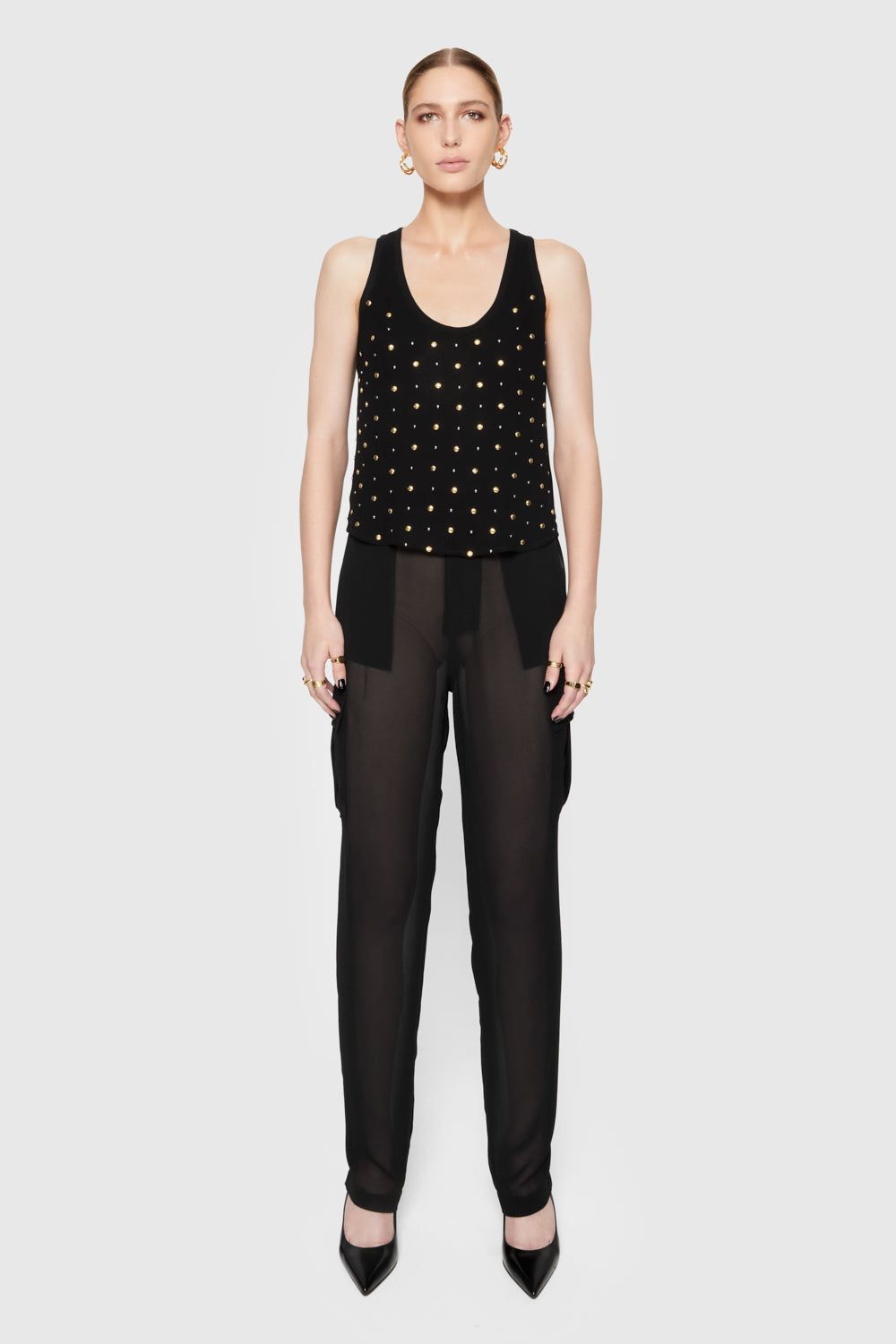 Black Rebecca Minkoff Presley Sheer Cargo Pant | GSDUZ-4319