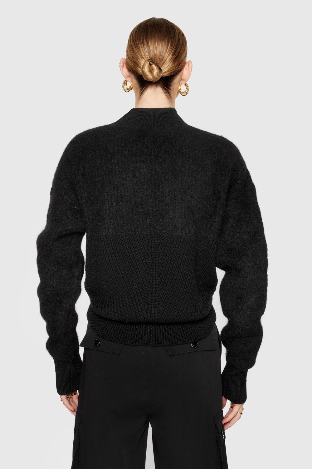 Black Rebecca Minkoff Priscilla Two-Texture Sweater | HRWIP-3859