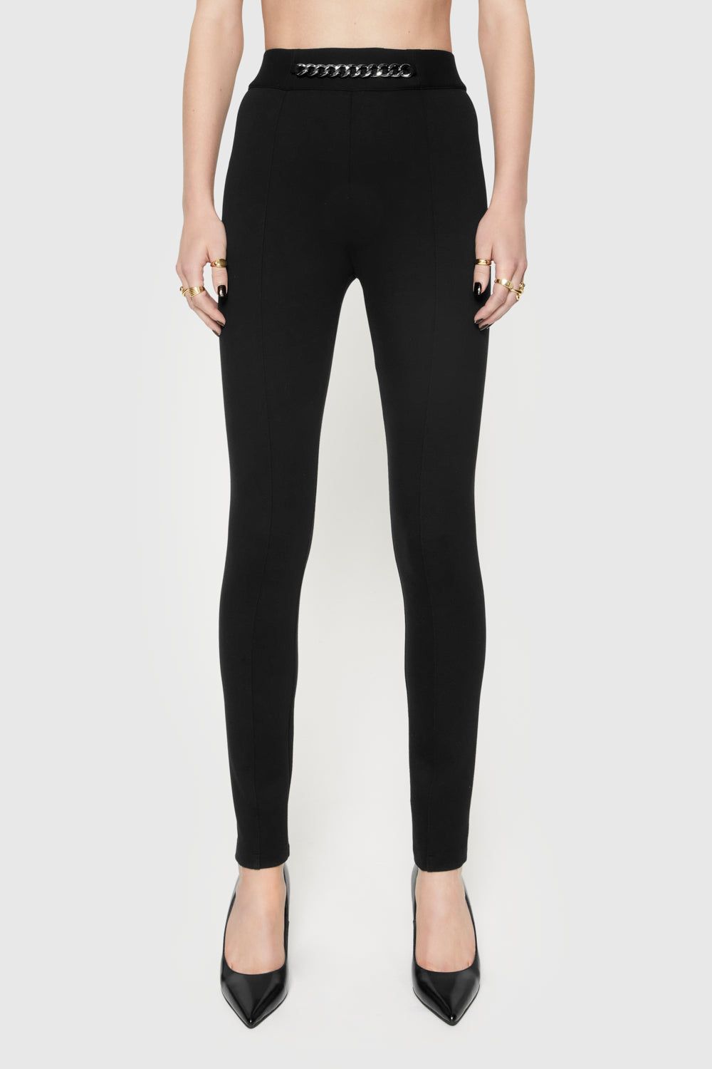 Black Rebecca Minkoff Sienna Chain Embellished Legging | YGKPI-4567