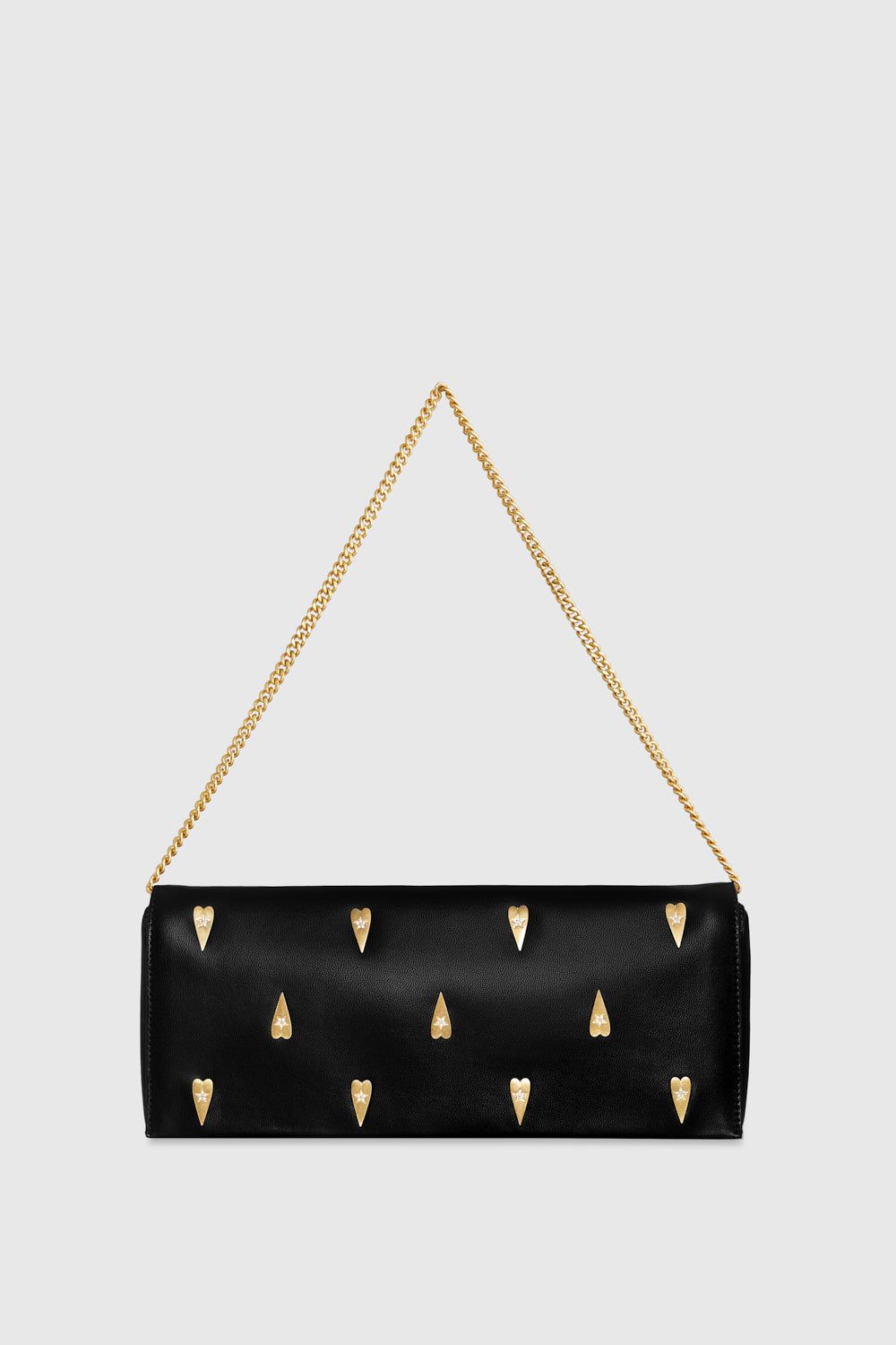 Black Rebecca Minkoff Slim Clutch With Heart Studs | DVTNB-2913