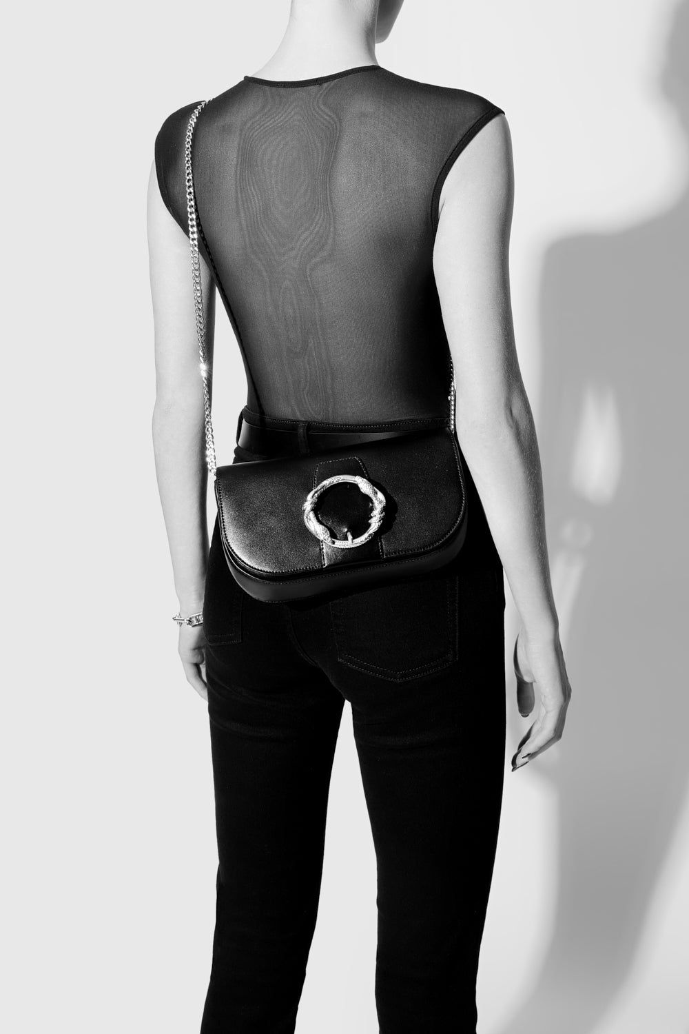 Black Rebecca Minkoff Snake Ring Crossbody | IOBNH-4507