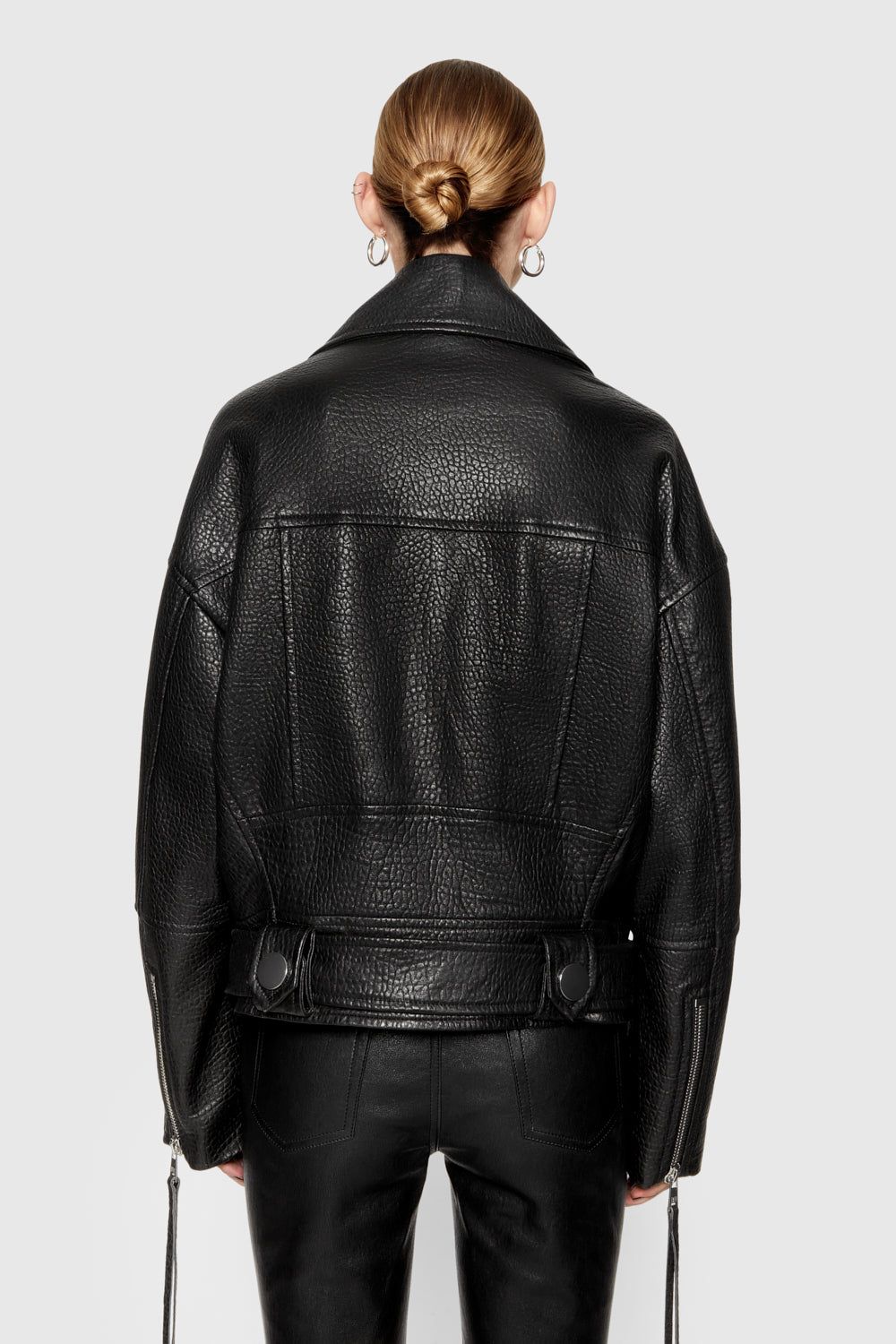 Black Rebecca Minkoff Stevie Oversized Leather Moto Jacket | OIVMC-5903