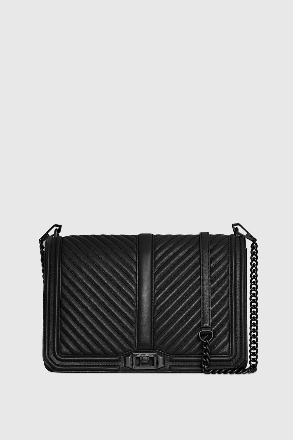 Black / Black Rebecca Minkoff Chevron Quilted Jumbo Love Crossbody | MUYDV-8069