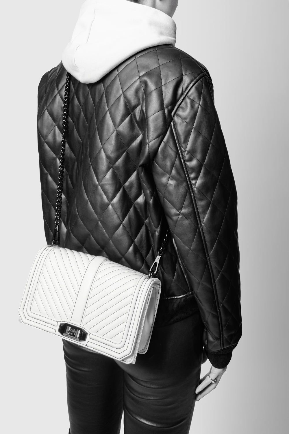 Black / Black Rebecca Minkoff Chevron Quilted Love Crossbody | LWDGM-5430