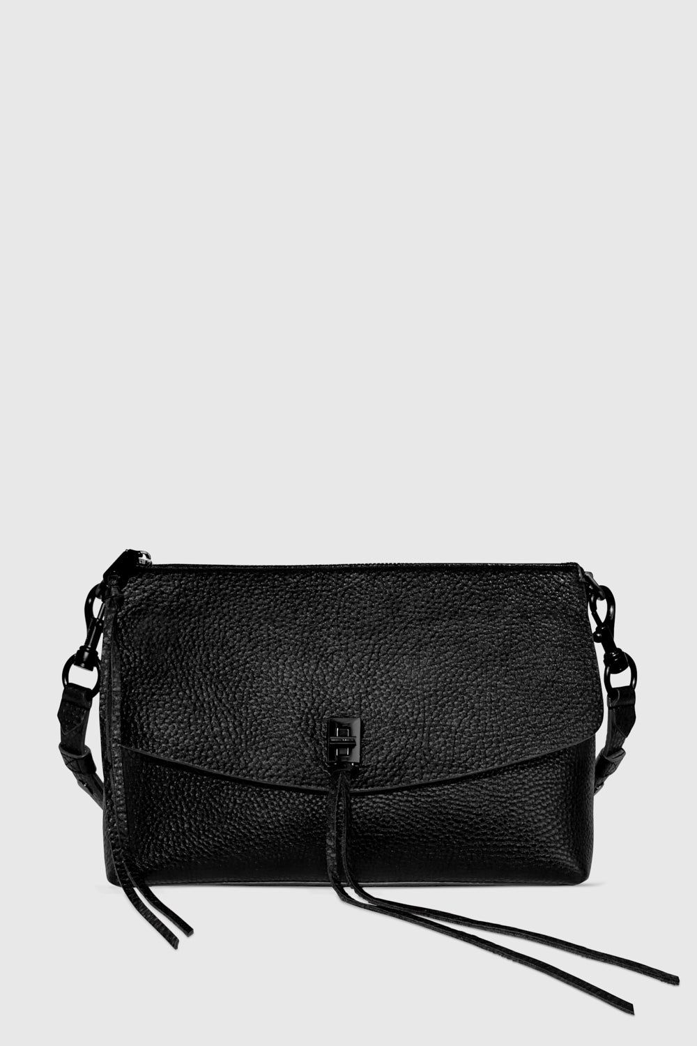 Black / Black Rebecca Minkoff Darren Top Zip Shoulder Bag | YGASQ-1942