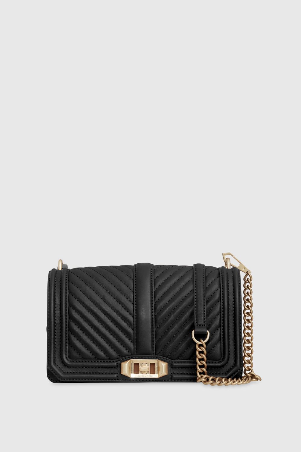 Black / Light Gold Rebecca Minkoff Chevron Quilted Love Crossbody | YPVZS-3574