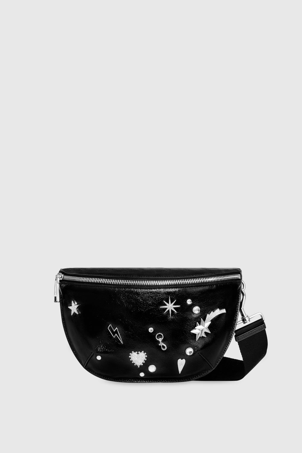 Black / Silver Rebecca Minkoff Darren Belt Bag With Celestial Studs | SITYA-5709