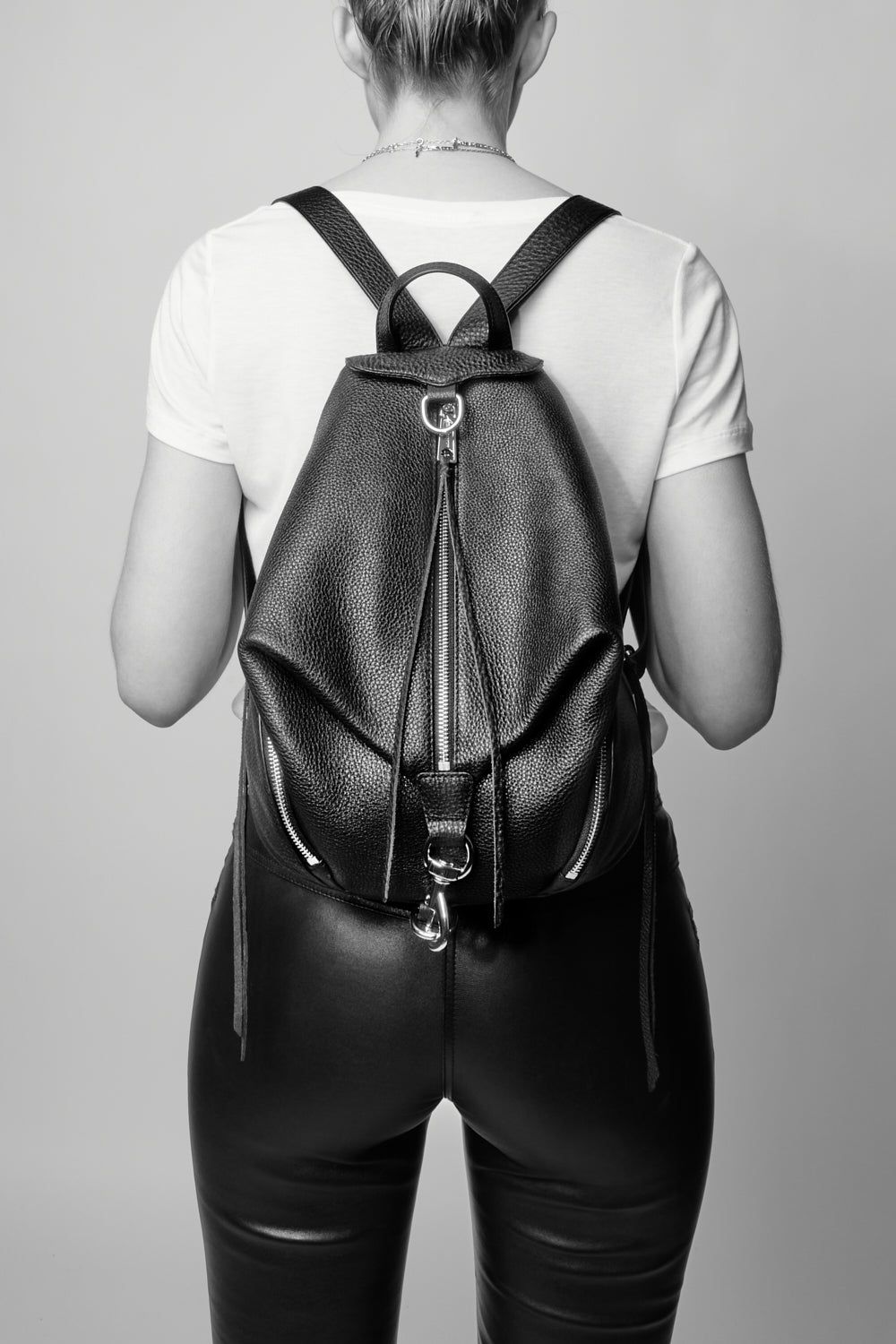 Black / Silver Rebecca Minkoff Julian Backpack | CAGIQ-2604