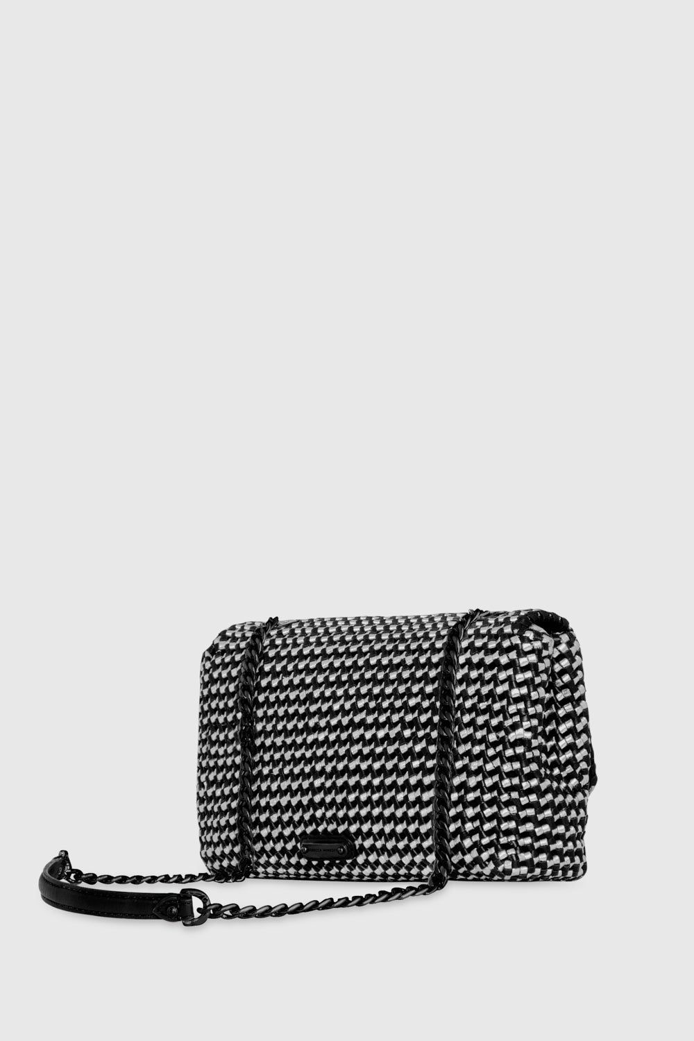 Black / White Rebecca Minkoff Edie Woven Medium Crossbody | JYPRH-6581