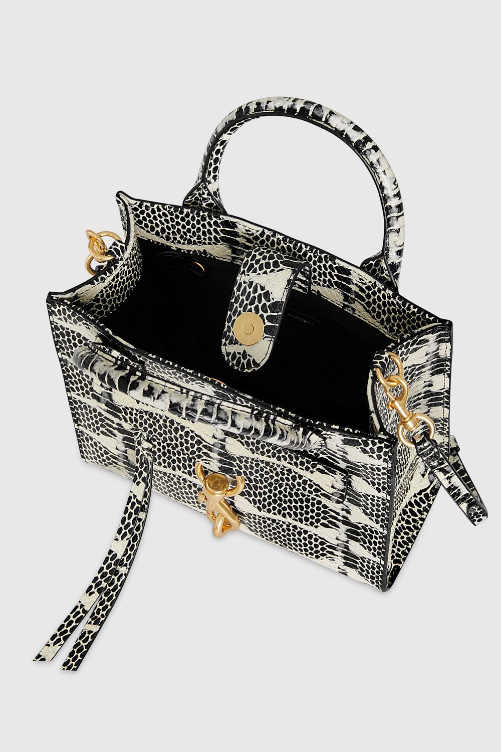 Black / White Rebecca Minkoff Megan Mini Tote | KPGXJ-0716