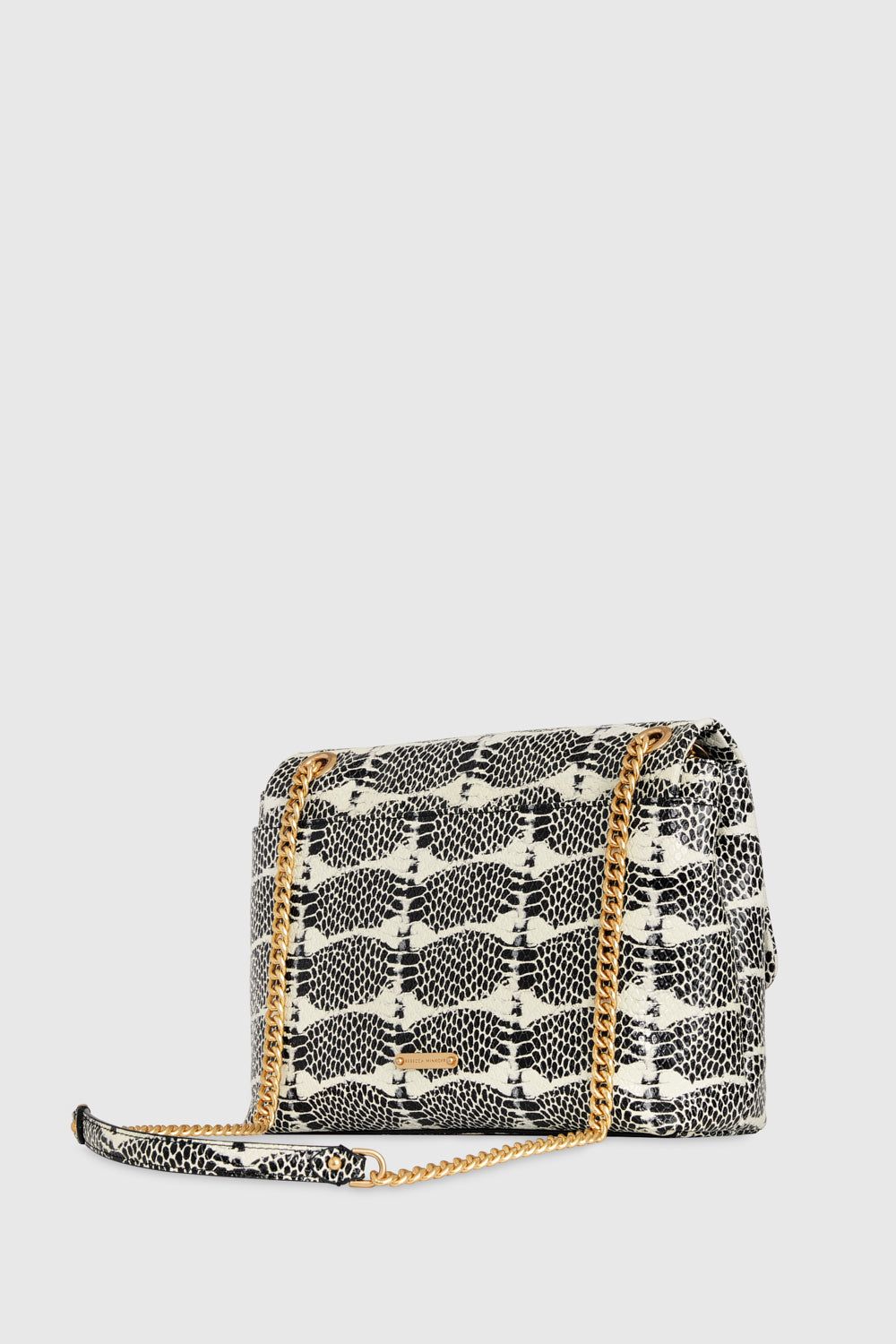 Black / White Snake Rebecca Minkoff Edie Flap Shoulder Bag | QDNUP-7852