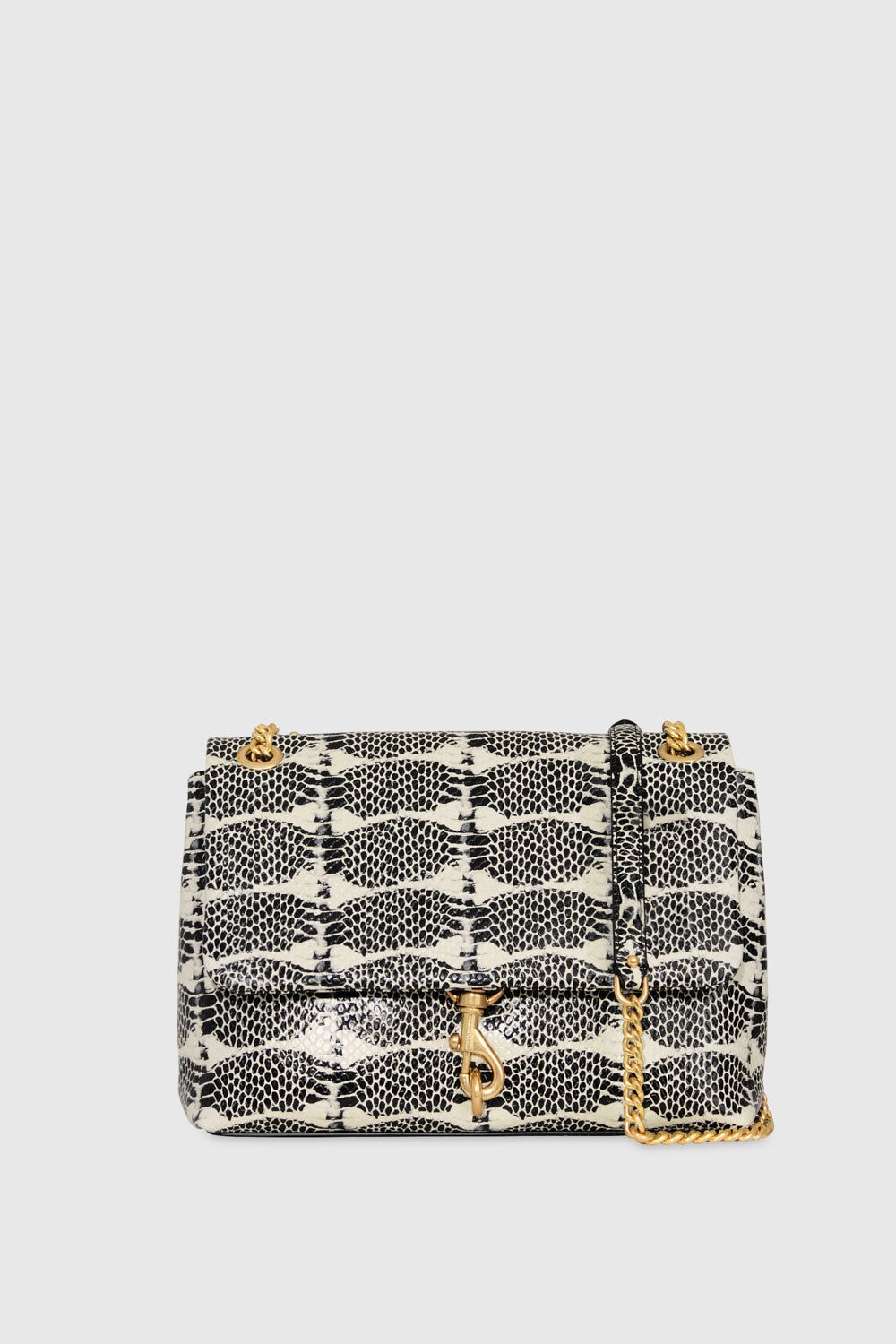 Black / White Snake Rebecca Minkoff Edie Flap Shoulder Bag | QDNUP-7852