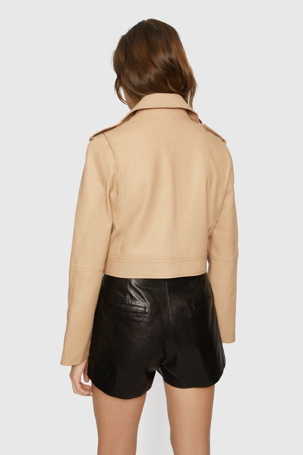 Brown Rebecca Minkoff Cropped Jett Moto Jacket | CAZLI-8209