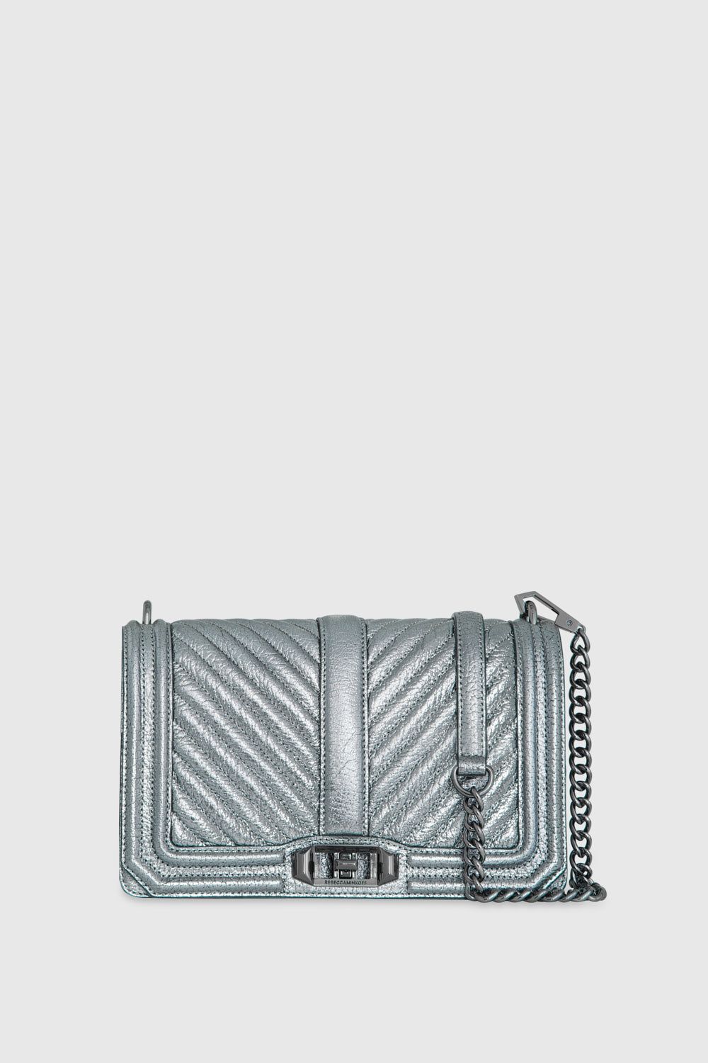 Dark Grey Rebecca Minkoff Chevron Quilted Love Crossbody | GNYTC-6478