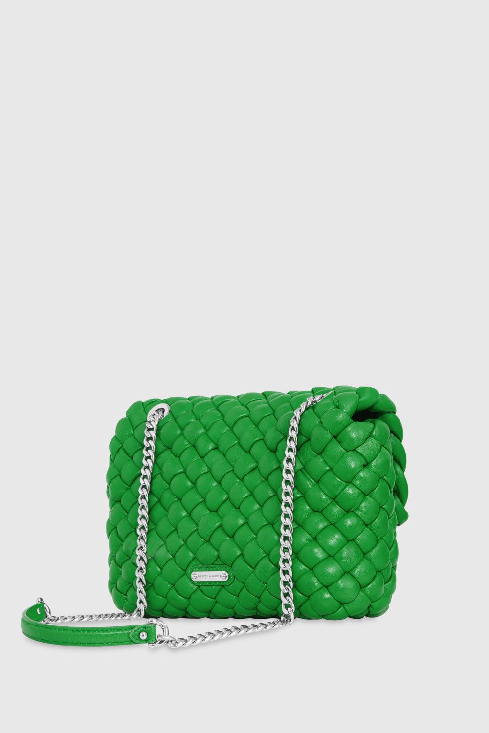 Green / Silver Rebecca Minkoff Edie Woven Shoulder Bag | JCEOS-1576