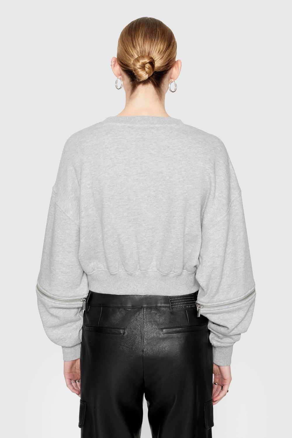 Grey Rebecca Minkoff Annie Zip Sleeve Sweatshirt | ZBEKV-8790